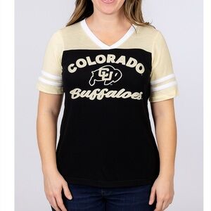 Colosseum brand black & gold CO CU Buffs graphic sports Tee SZ SM V-neck